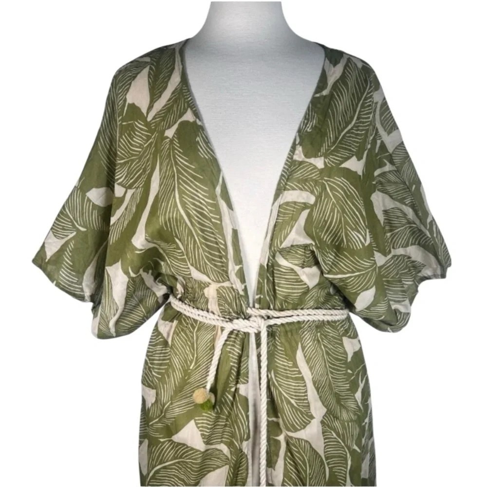True Destinations Caftan Coverup size small Flutter Sleeve Beach palm vacation